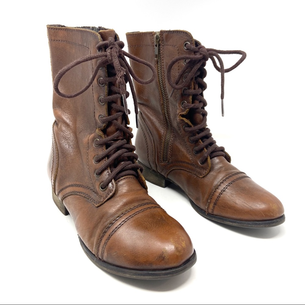 Steve Madden Troopa brown leather boots